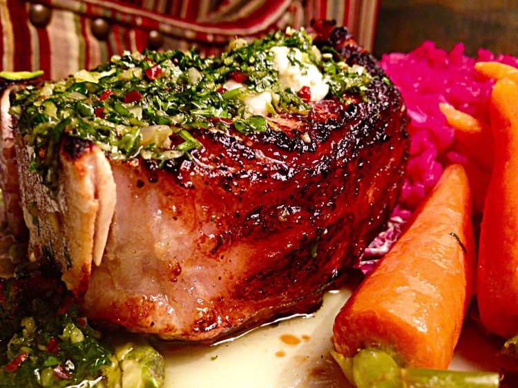 Lavender Goat Cheese Crusted Veal Porterhouse