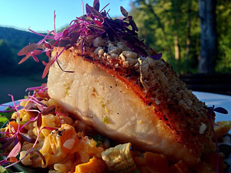Orange-Hazelnut Crusted Chilean Sea Bass