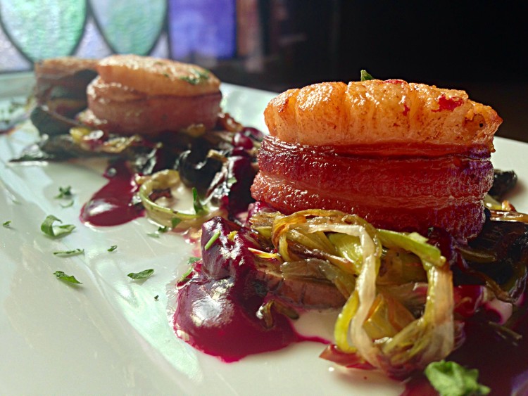 Bacon Wrapped Scallop Dish